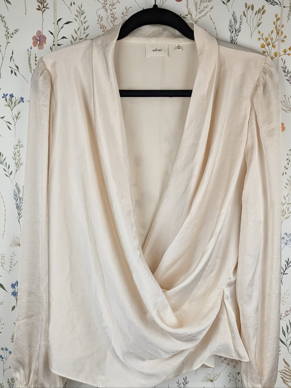 Wilfred Postscript Faux Wrap Satin Blouse Size XL New With Tags